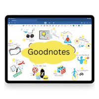 Image of a tablet with notes on it create by using the goodnotes app