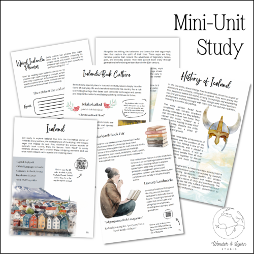 6 pages from within the iceland mini unit study