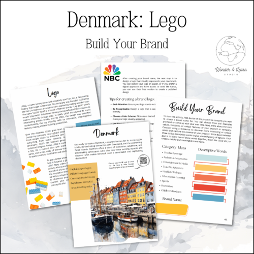 4 pages from within the Denmark Lego Build Your Brand Lesson