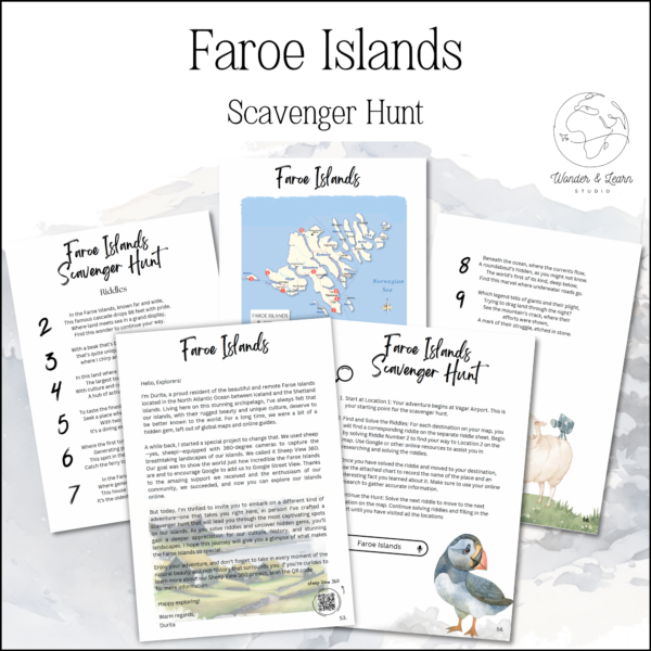 5 pages from the faroe islands scavenger hunt lesson and activity