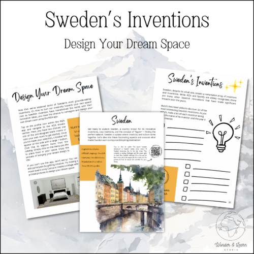 3 pages from the sweden's infentions design your dream space activity