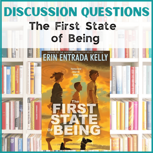 Image with the book cover for the first state of being with Discussion Questions at the top