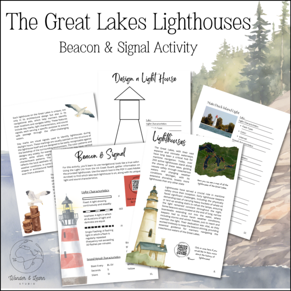 5 pages from the great lakes lighthouses lesson