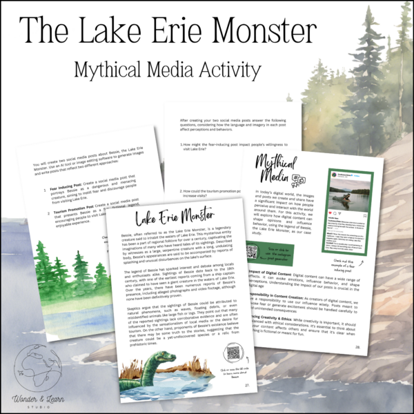 4 pages from the lake erie monster lesson